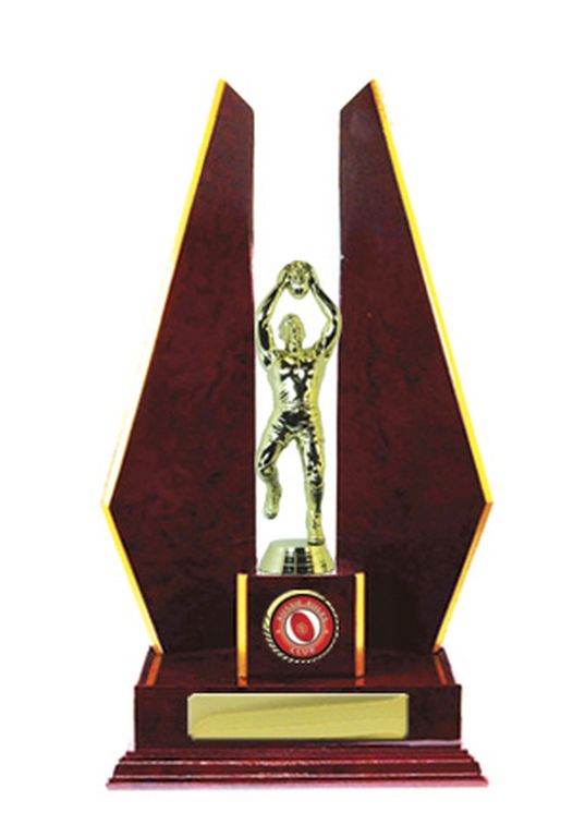 Timber Double Wing AFL Trophy with 25mm Centre