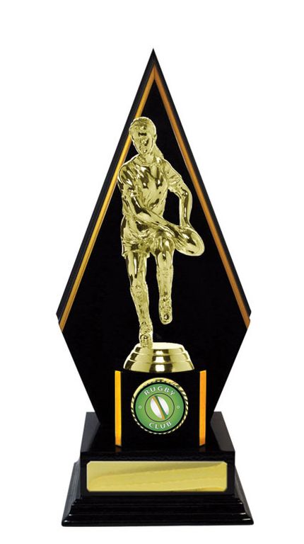 Timber Backstand Rugby Trophy With 25mm Centre