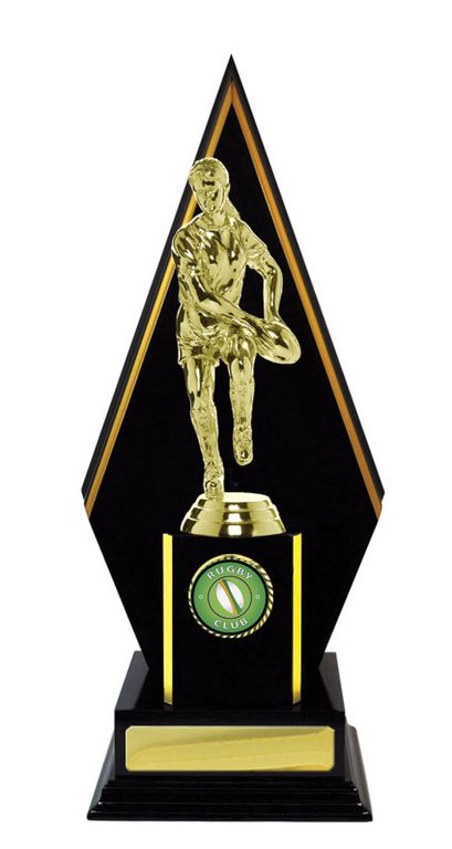 Timber Backstand Rugby Trophy With 25mm Centre