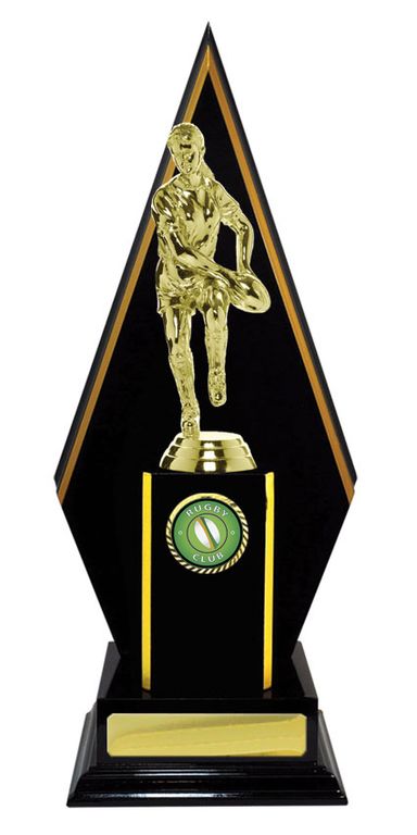 Timber Backstand Rugby Trophy With 25mm Centre