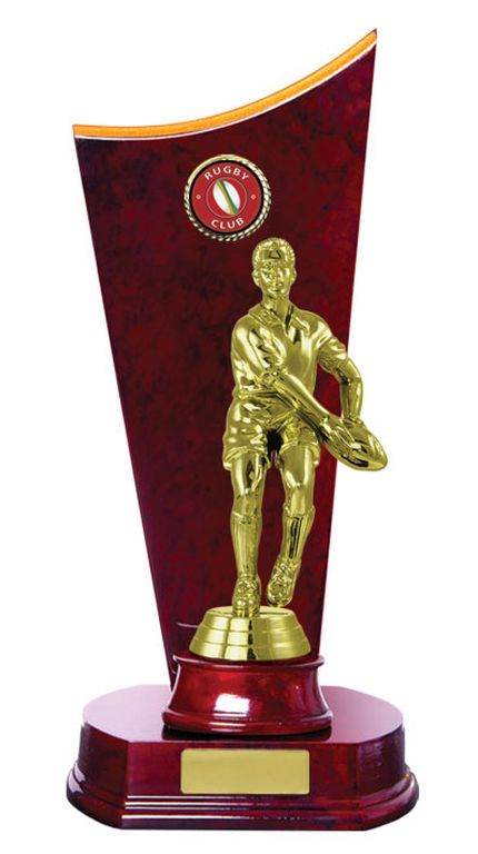 Timber Backstand Rugby Trophy With 25mm Centre