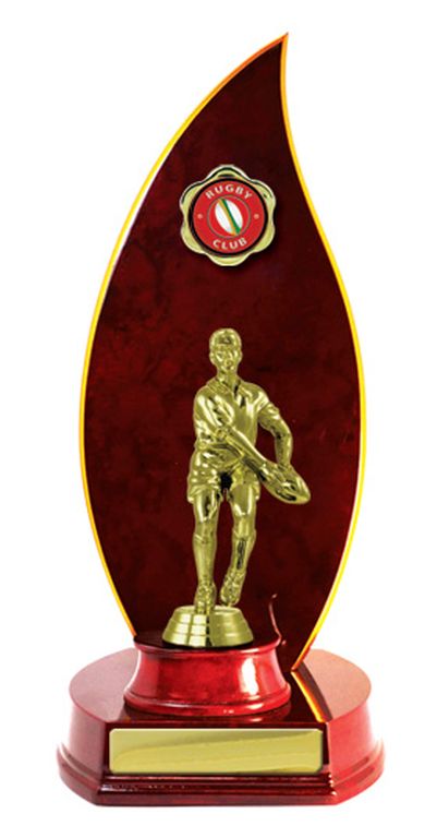 Timber Flame Rugby Trophy With 25mm Centre