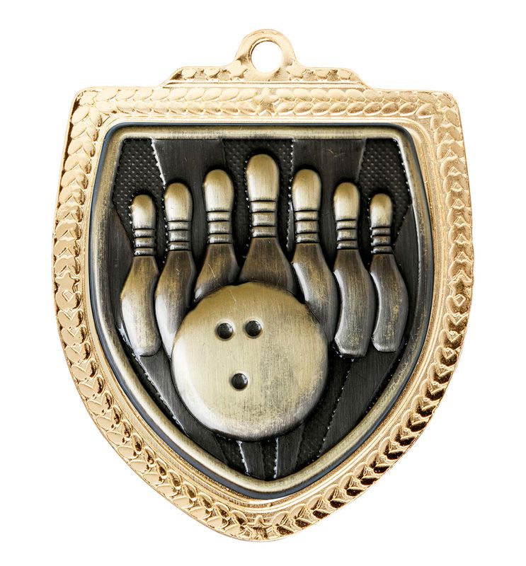 Shield Ten Pin Bowling Gold Medal 80mm