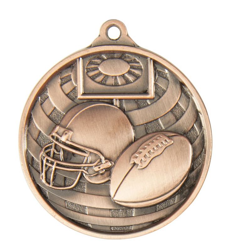 Grid Iron Football Bronze Medal 50mm