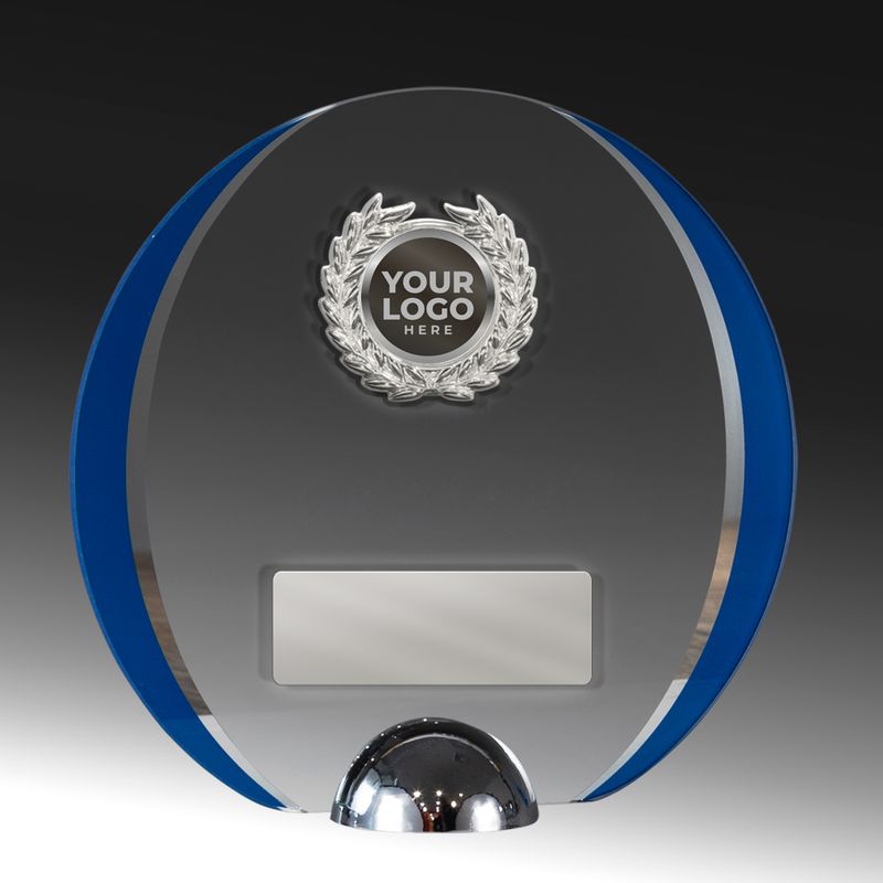 Clear Blue Glass with Trim Glass Award 200mm