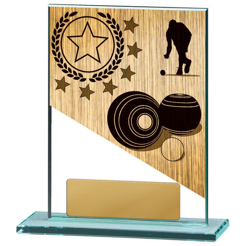 Lawn Bowls Glass Trophy 150mm