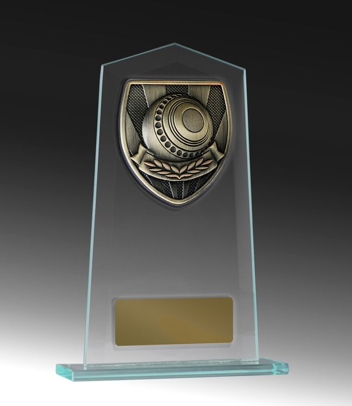 Lawn Bowls Glass Trophy 210mm