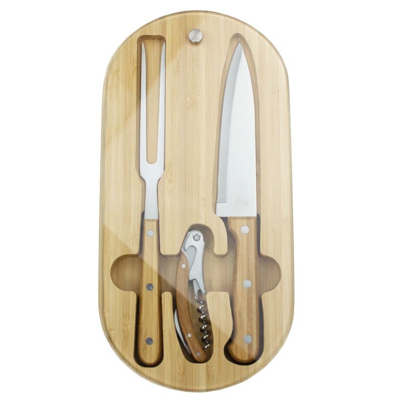 Oval Bamboo Glass Knife Set Cheese Boards & Sets Promotional Gift 325mm