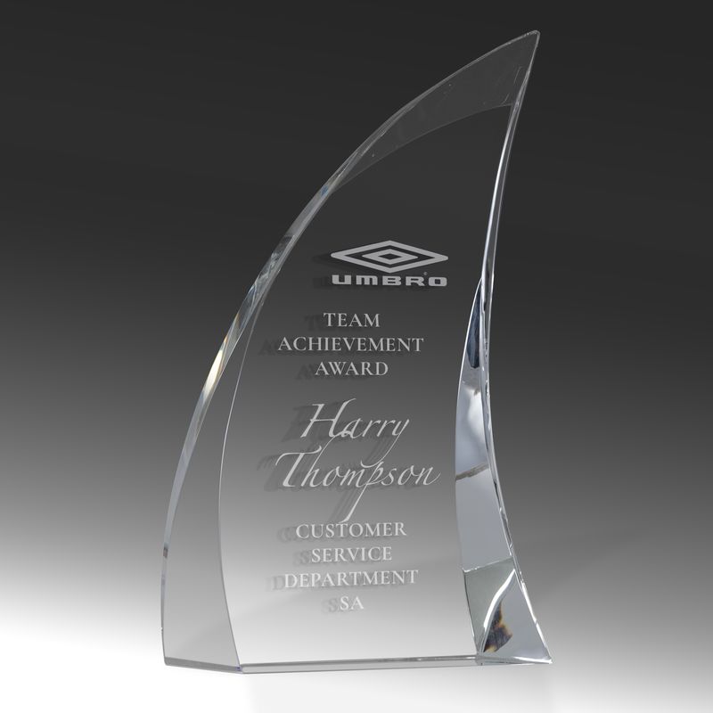 Curved Sail Crystal Award 150mm